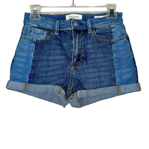 Pacsun Stretch Colorblock The Shortie Jean Shorts 27 - Picture 1 of 10